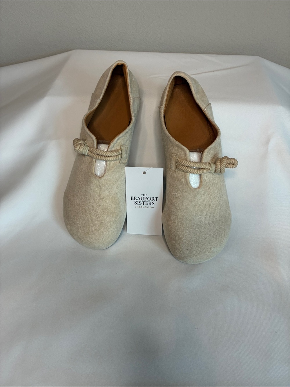 Women's Cream Suede Knot-Accent Loafers